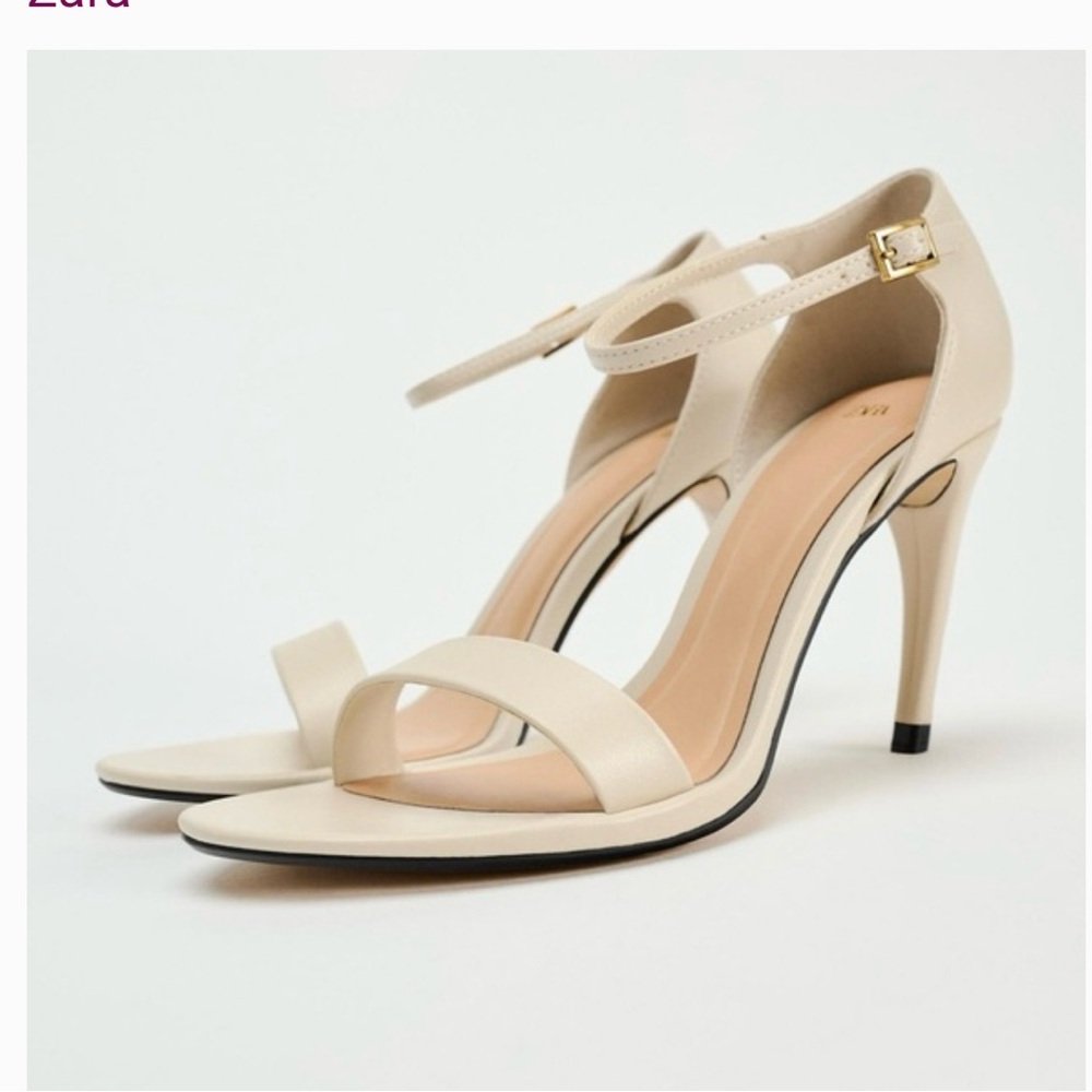 ZARA HEELED ANKLE BRACELET SANDALS.SIZE 7.5(38)